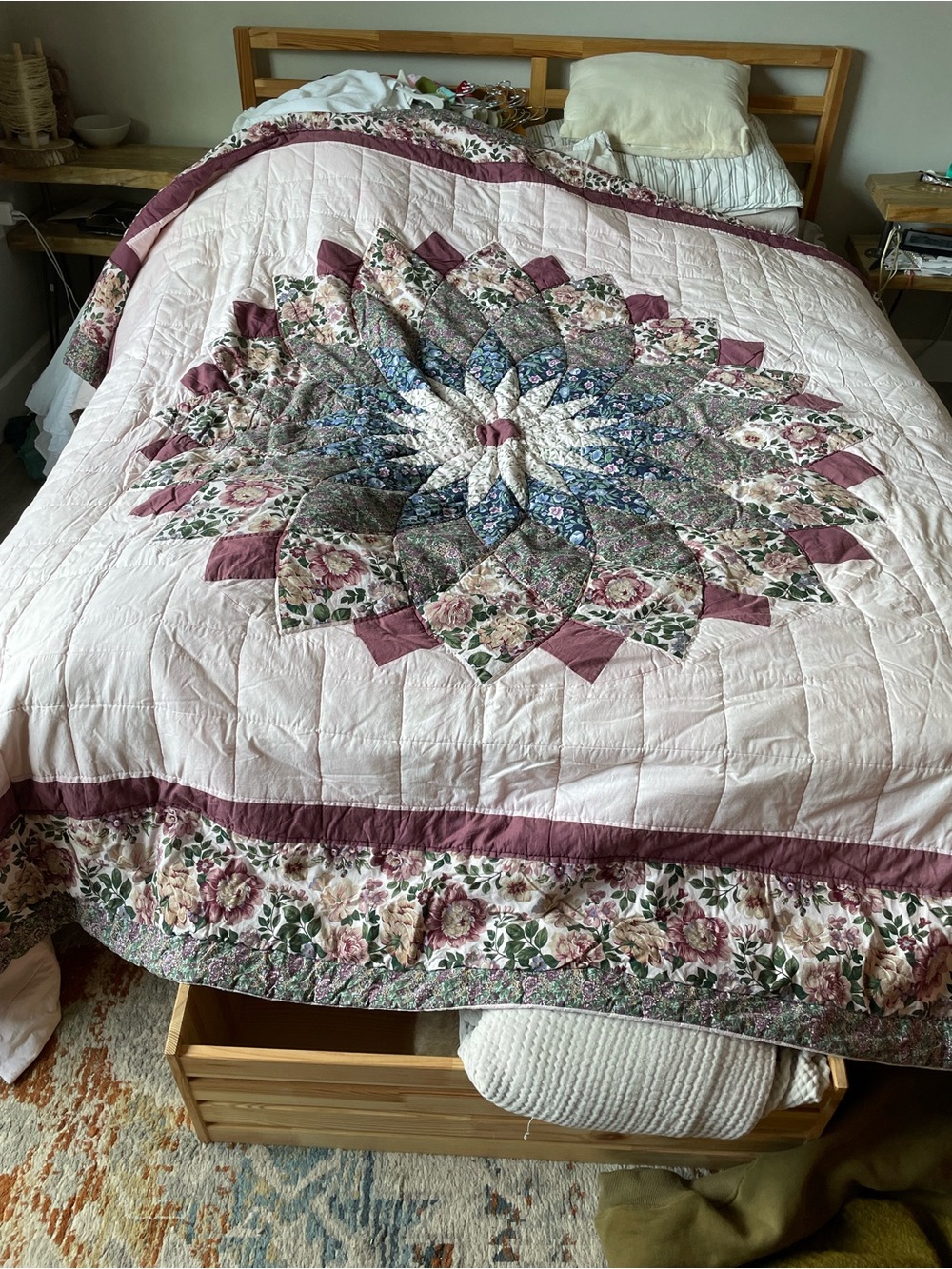 Handmade floral patchwork quilt king size